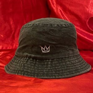 Black Crown Embroidered Bucket Hat